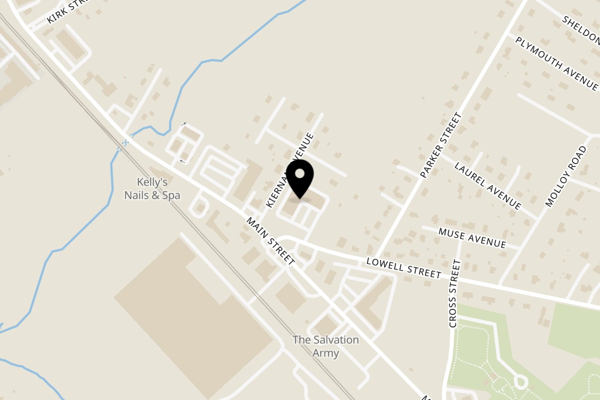 Map showing the location of Peter's on 2 Lowell St in Wilmington
